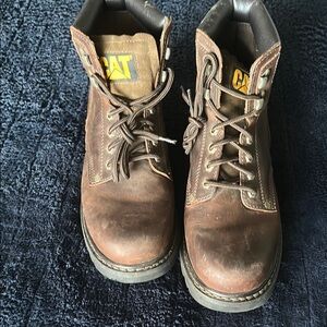 Caterpillar Brown Leather Work Boots Rugged Design
